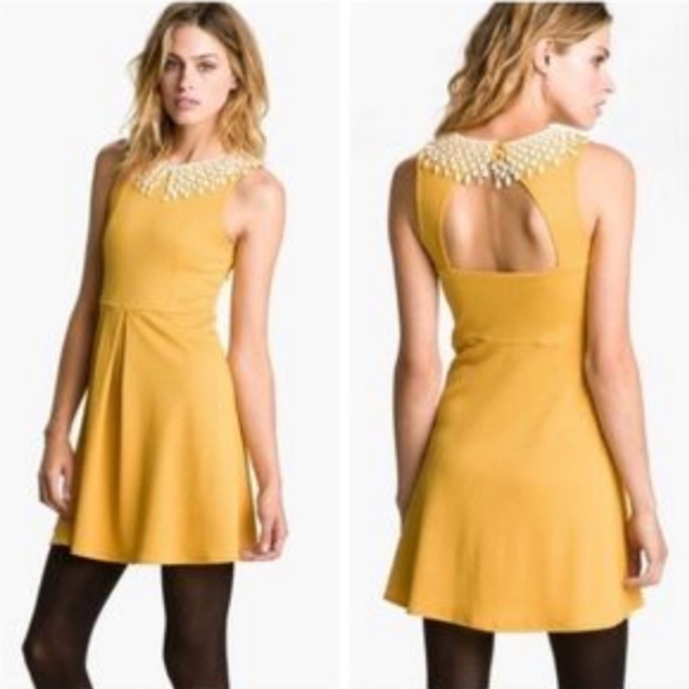 Free People buttercream waffle lace dress